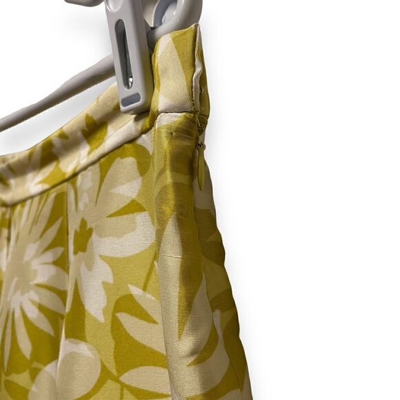 Vintage 2000’s Robbie Bee Silk Chartreuse Floral Pants - Picture 3 of 5